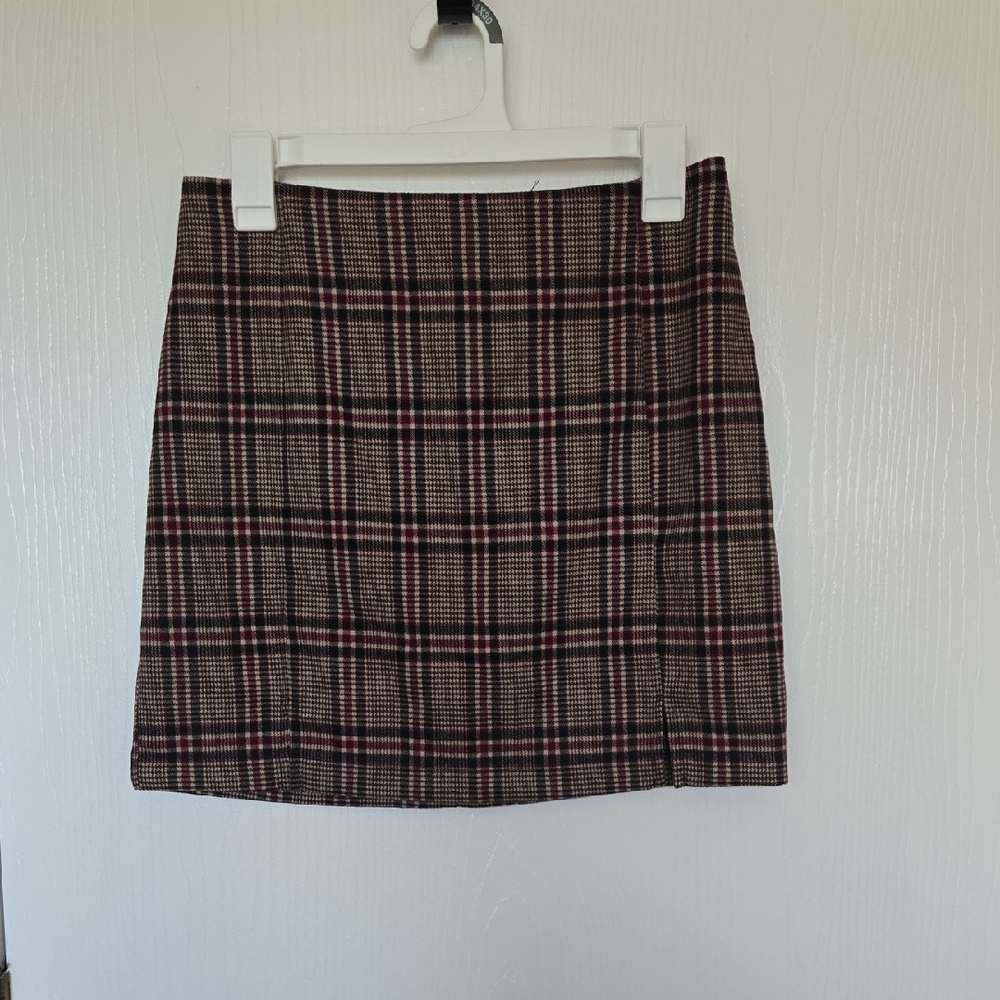 EYESHADOW | Plaid Mini Skirt - Brown and Red